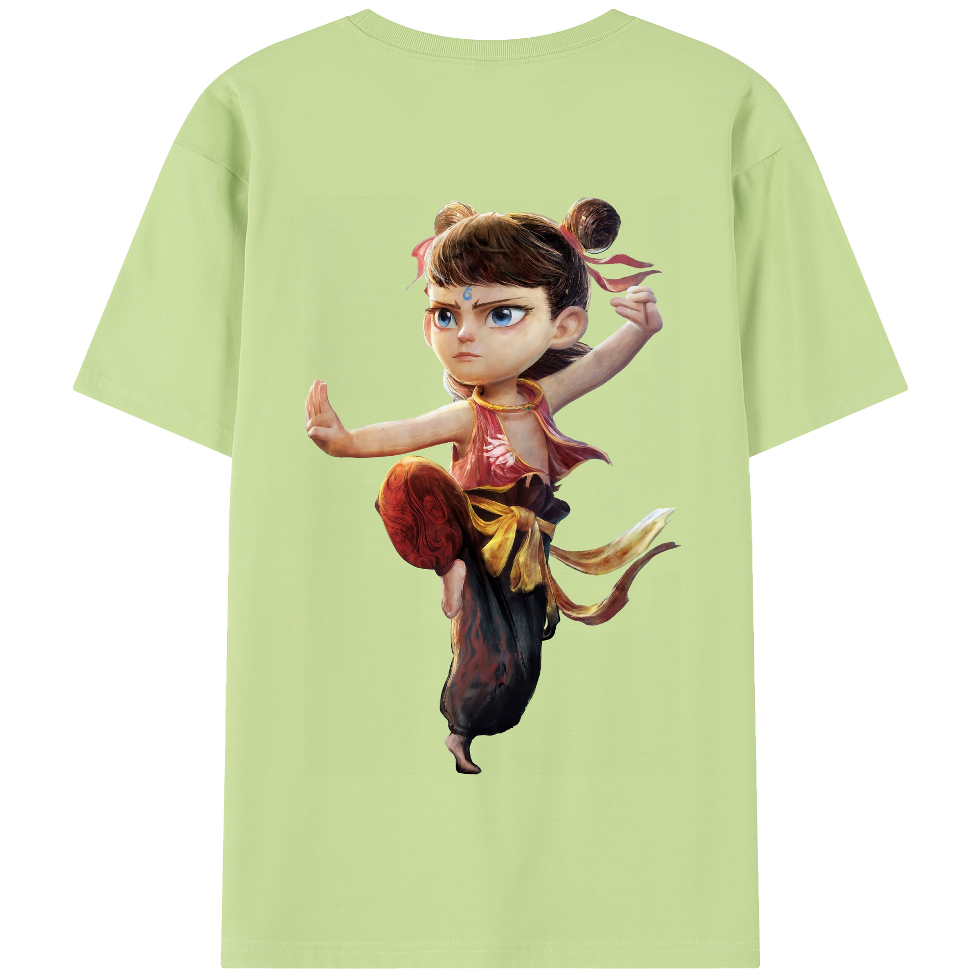 （画像用） Ne Zha 2 ナタ 魔童の大暴れ 綿100％半袖Tシャツ（背面プリント）
